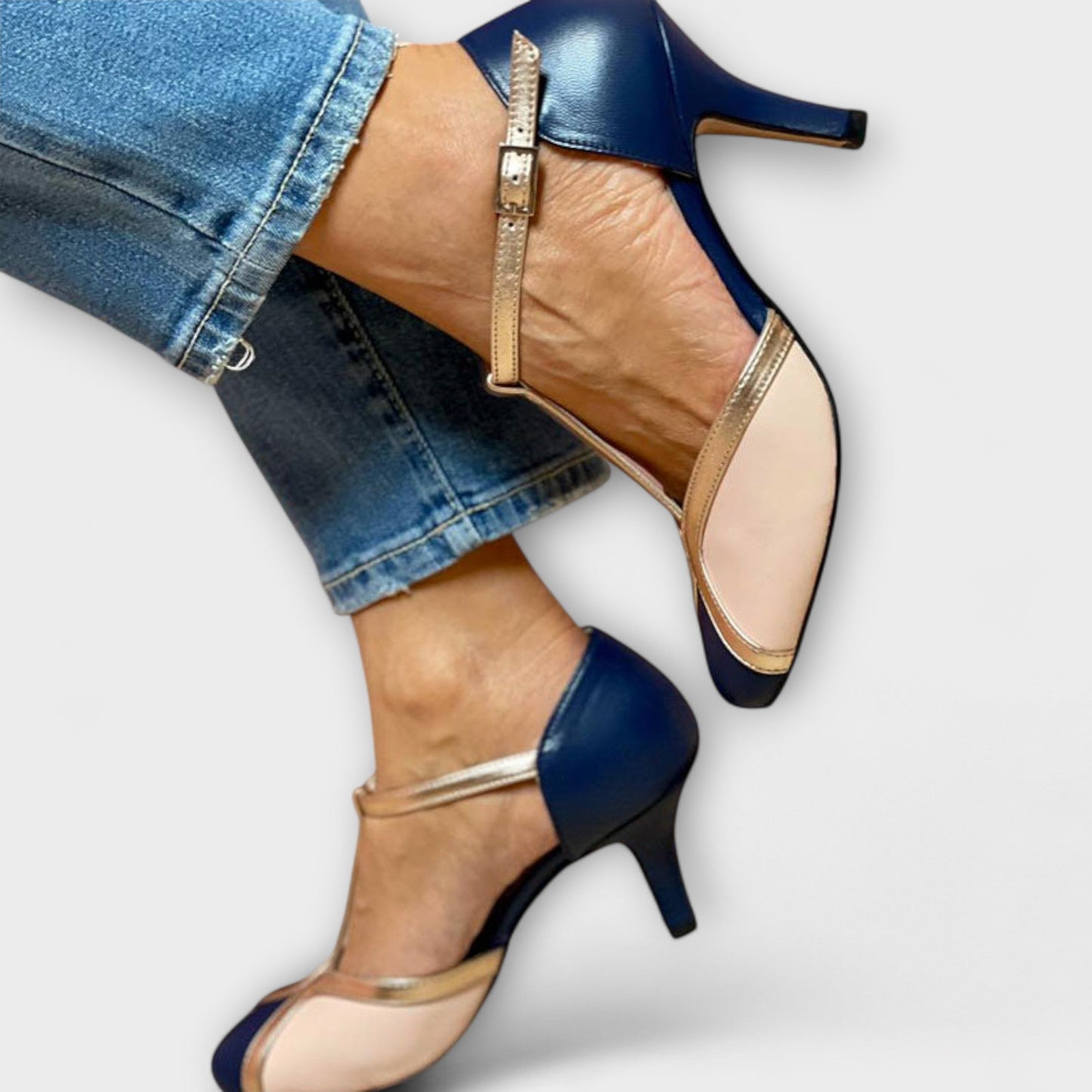 Victoria – Escarpins bicolores à bride en T