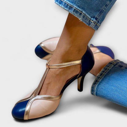 Victoria – Escarpins bicolores à bride en T